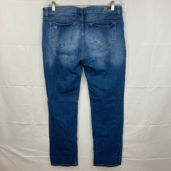 Kut From The Kloth Jeans Womens Sz 16 Blue Straight Denim Distressed Ripped - Picture 3 of 10
